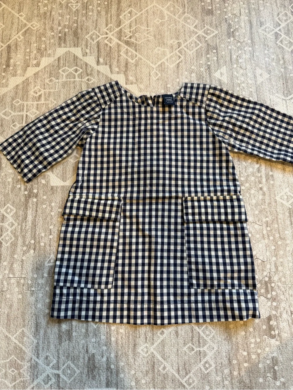 GAP Baby Gingham Dress in Navy and White